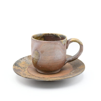 備前焼のコーヒーセット　作家は奥本丸味です