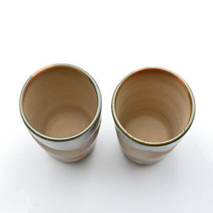 84.備前焼 織部釉カップセット 備前焼ビアカップセット窯元:しょうざん - 備前焼通販