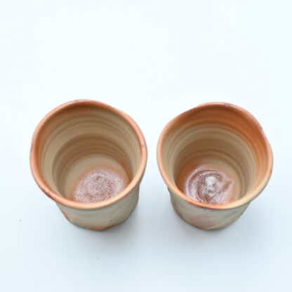 備前焼<br> 火襷フリーカップセット<br>茶碗<br>窯元：山麓窯 - 画像 (5)