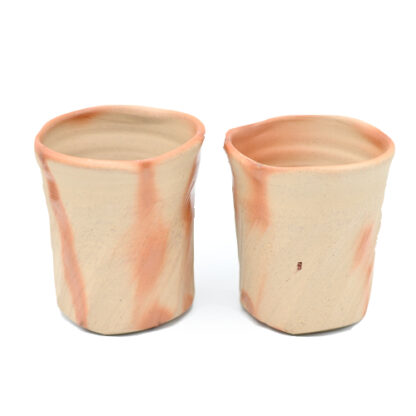 備前焼<br> 火襷フリーカップセット<br>茶碗<br>窯元：山麓窯 - 画像 (3)