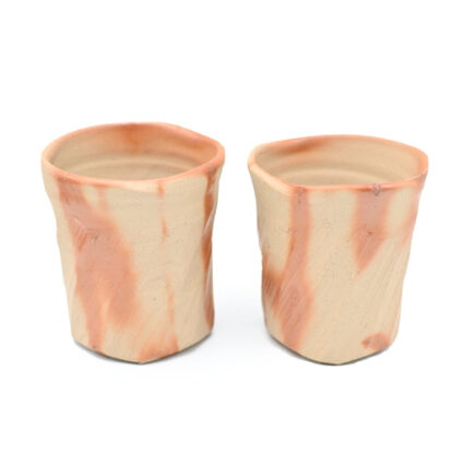備前焼<br> 火襷フリーカップセット<br>茶碗<br>窯元：山麓窯 - 画像 (4)