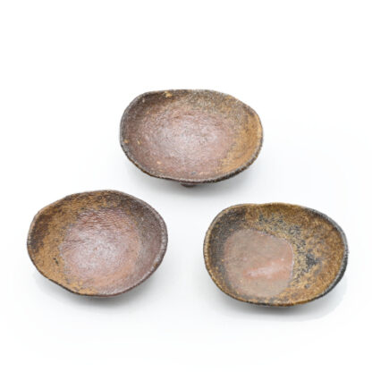 備前焼<br>円豆皿3枚セット<br>作家：奥本 丸味 - 画像 (2)