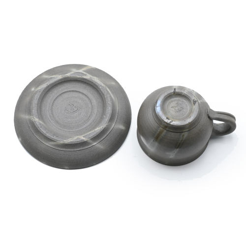 備前焼<br>青備前紅葉<br>コーヒーセット<br>作家:延原 勝志 - 画像 (6)