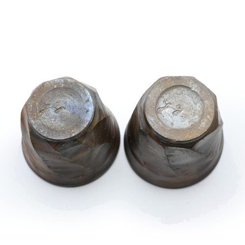 備前焼<br>面取り湯呑セット<br>(桐箱入り)<br>作家:三好 満 - 画像 (4)