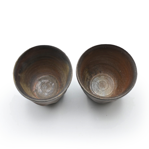 備前焼<br>面取り湯呑セット<br>(桐箱入り)<br>作家:三好 満 - 画像 (5)