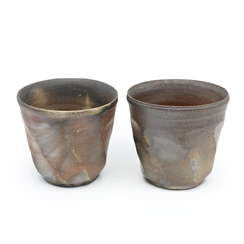 備前焼<br>面取り湯呑セット<br>(桐箱入り)<br>作家:三好 満 - 画像 (3)