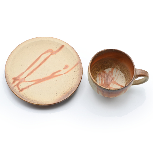 備前焼のコーヒーカップセット 作家は安田龍彦です