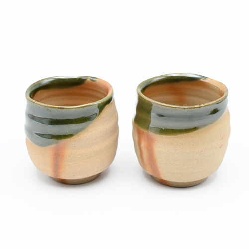 オリーブ備前<br>湯呑セット<br>窯元:しょうざん - 画像 (2)