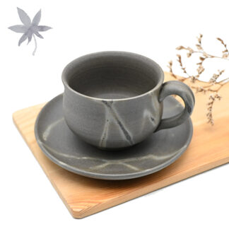 備前焼<br>青備前紅葉<br>コーヒーセット<br>作家:延原 勝志