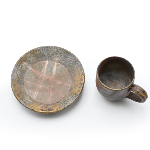 備前焼のティーカップセット 作家は奥本丸味