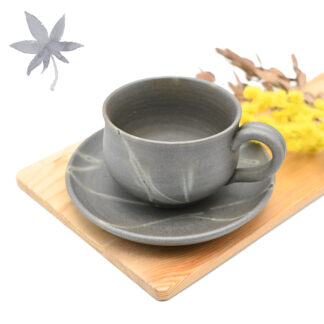 備前焼<br>青備前紅葉<br>コーヒーセット<br>作家：延原 勝志
