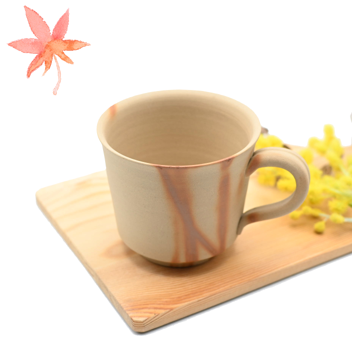 備前焼<br>緋襷紅葉マグカップ<br>作家:延原 勝志