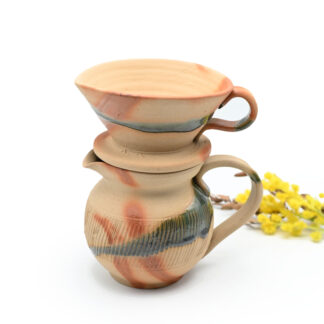 【お取り置き商品】<br>備前焼<br>オリーブ備前<br>コーヒードリップセット<br>窯元：しょうざん