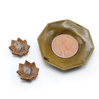 備前焼<br>皿3点セット（織部）<br>作家：中原 幸治