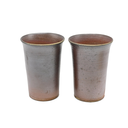 備前焼<br>ビアカップセット<br>(桐箱付き)<br>作家:延原 勝志 - 画像 (3)