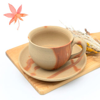 備前焼<br>緋襷紅葉コーヒーセット<br>作家：延原 勝志