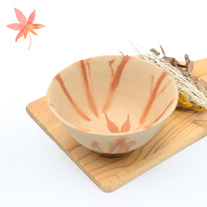 備前焼<br>緋襷紅葉茶碗<br>作家:延原 勝志