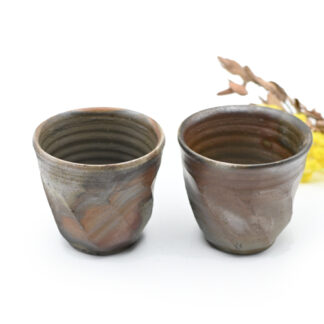 備前焼<br>面取り湯呑セット<br>作家：三好 満