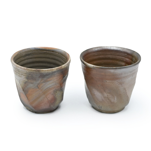 備前焼<br>面取り湯呑セット<br>作家:三好 満 - 画像 (2)