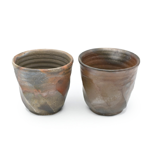 備前焼<br>面取り湯呑セット<br>作家:三好 満 - 画像 (3)