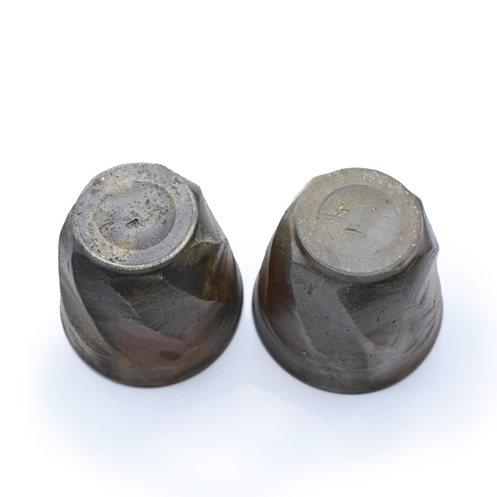 備前焼<br>面取り湯呑セット<br>作家:三好 満 - 画像 (5)