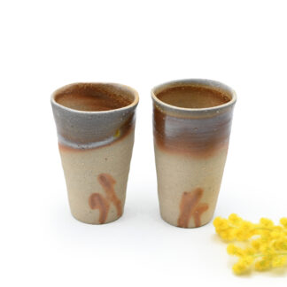 備前焼のビアセット　作家は宮尾昌弘です