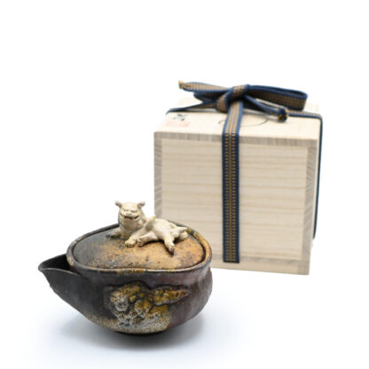 備前焼 宝瓶　狸の摘み 箱付き 備前焼獅子宝瓶（桐箱付き）作家：森脇 弘行 - 備前焼通販ギャラリー