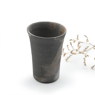 備前焼<br >青備前鎬焼酎盃<br>作家：澁田 寿昭