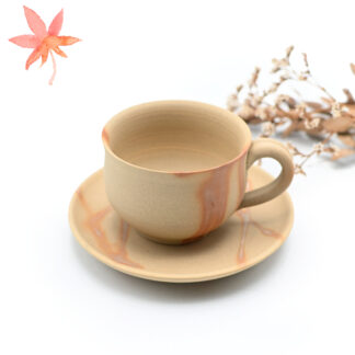 備前焼<br>緋襷紅葉コーヒーセット<br>作家：延原 勝志