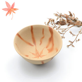 備前焼<br>緋襷紅葉茶碗<br>作家：延原 勝志