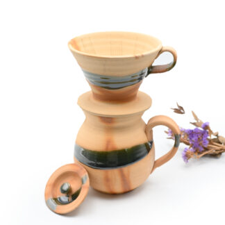 【お取り置き商品】<br>オリーブ備前<br>コーヒードリップセット<br>窯元：しょうざん
