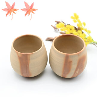 備前焼緋襷紅葉丸湯呑セット作家：延原 勝志 - 備前焼通販ギャラリー