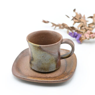 備前焼のコーヒーセット　作家は原田良二です