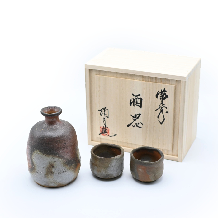 備前焼<br>酒器セット(桐箱付き)<br>作家:原田 陶月